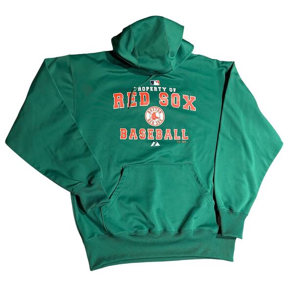 Boston Red Sox Hoodie Large Green Therma Base Majestic MLB Sweatshirt Baseball - Picture 1 of 9